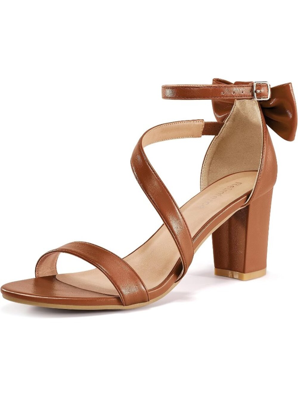 Women's Brown Faux Leather Comfortable Slip Resistant Adjustable Block Heels